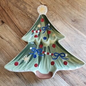 Longaberger All The Trimmings Christmas Tree Ceramic Serving Platter / Dish